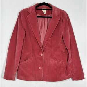 L L Bean Corduroy Blazer Women 14 Reg PinkCoral Lined Vintage Preppy Academia